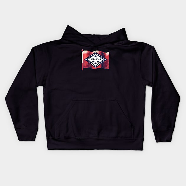 80s Arkansas Flag Kids Hoodie by rt-shirts